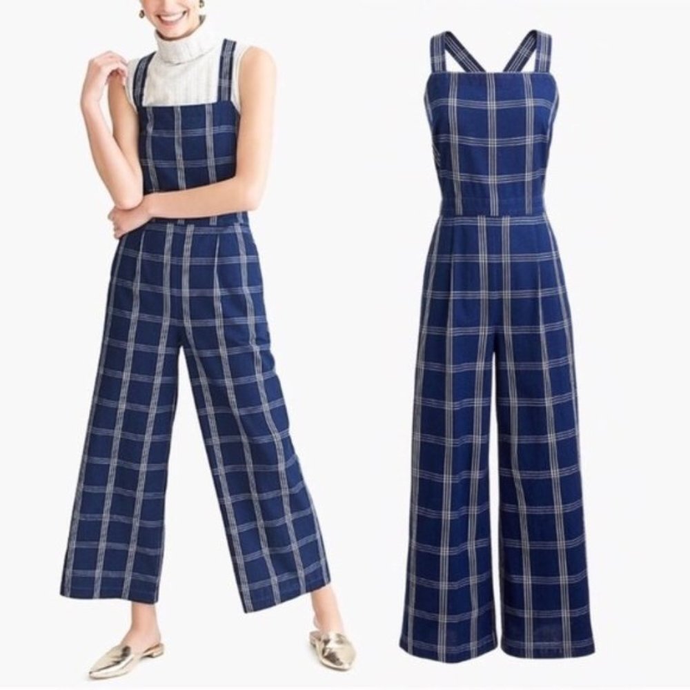 J. Crew Blue Plaid Jumpsuit